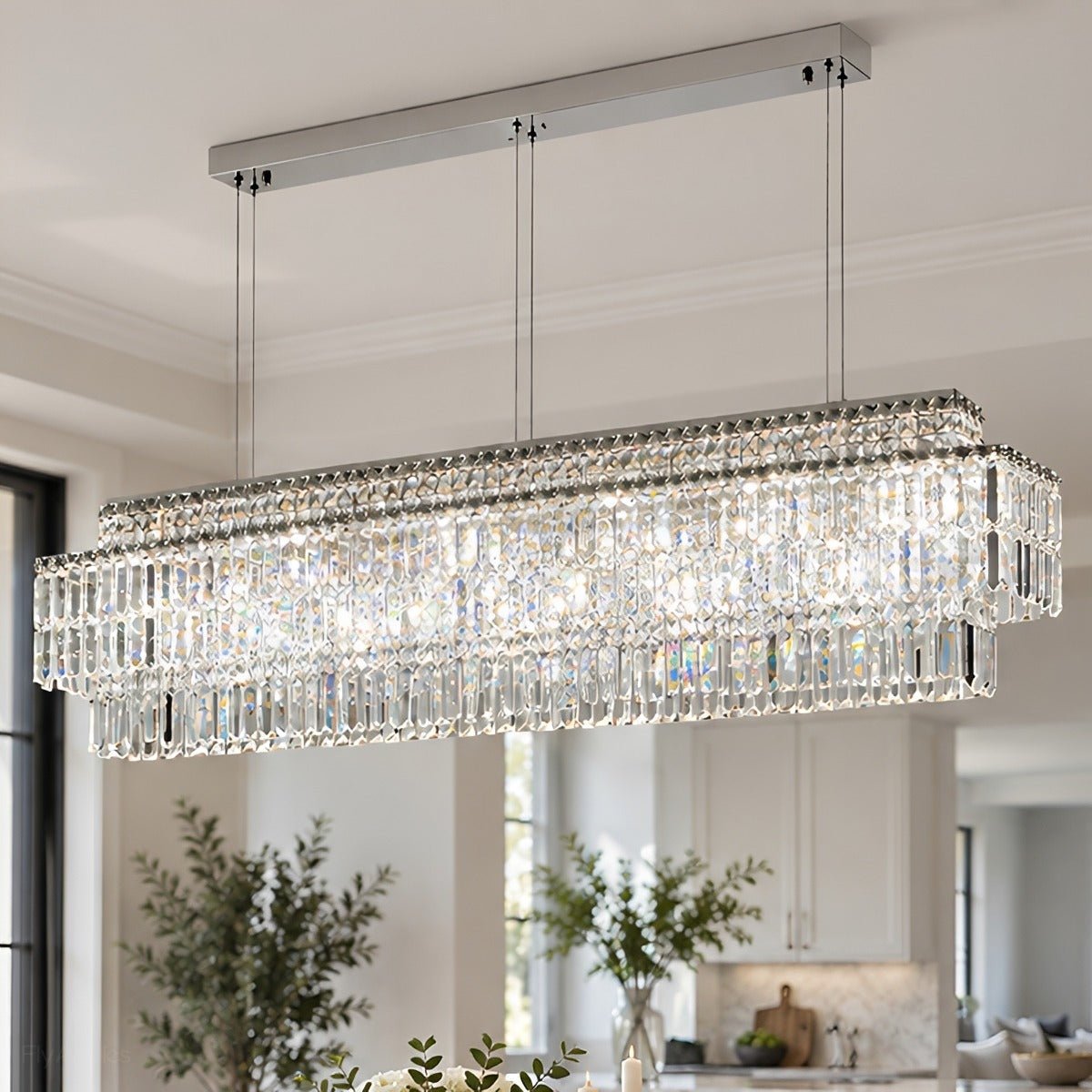 Modern Luxury Linear Tiered Crystal LED Chandelier - Flyachilles