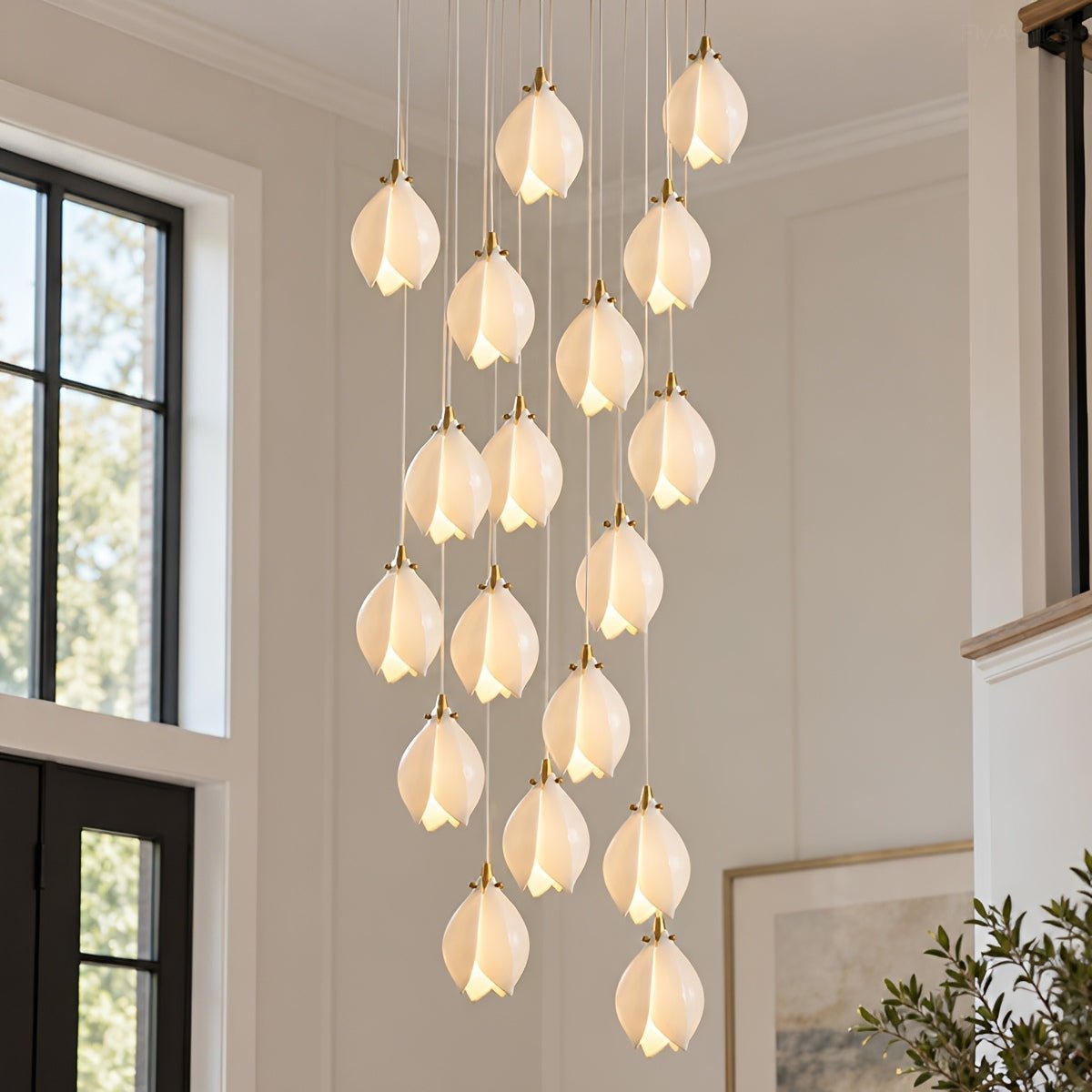 Modern Luxury Sculptural Ceramic Petal LED Chandelier - Flyachilles