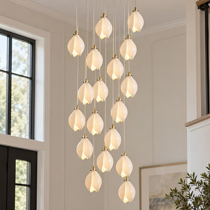 Modern Luxury Sculptural Ceramic Petal LED Chandelier - Flyachilles
