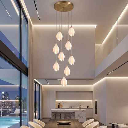 Modern Luxury Sculptural Ceramic Petal LED Chandelier - Flyachilles