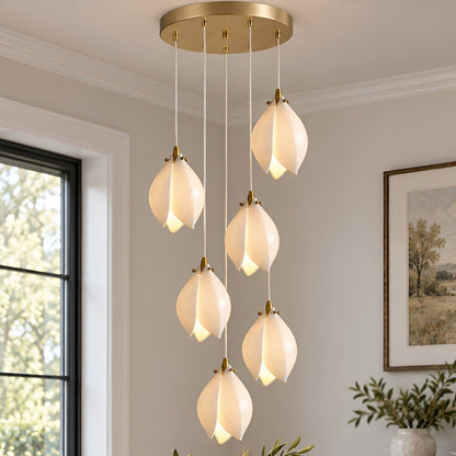 Modern Luxury Sculptural Ceramic Petal LED Chandelier - Flyachilles