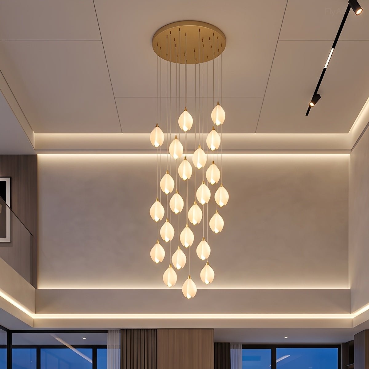 Modern Luxury Sculptural Ceramic Petal LED Chandelier - Flyachilles