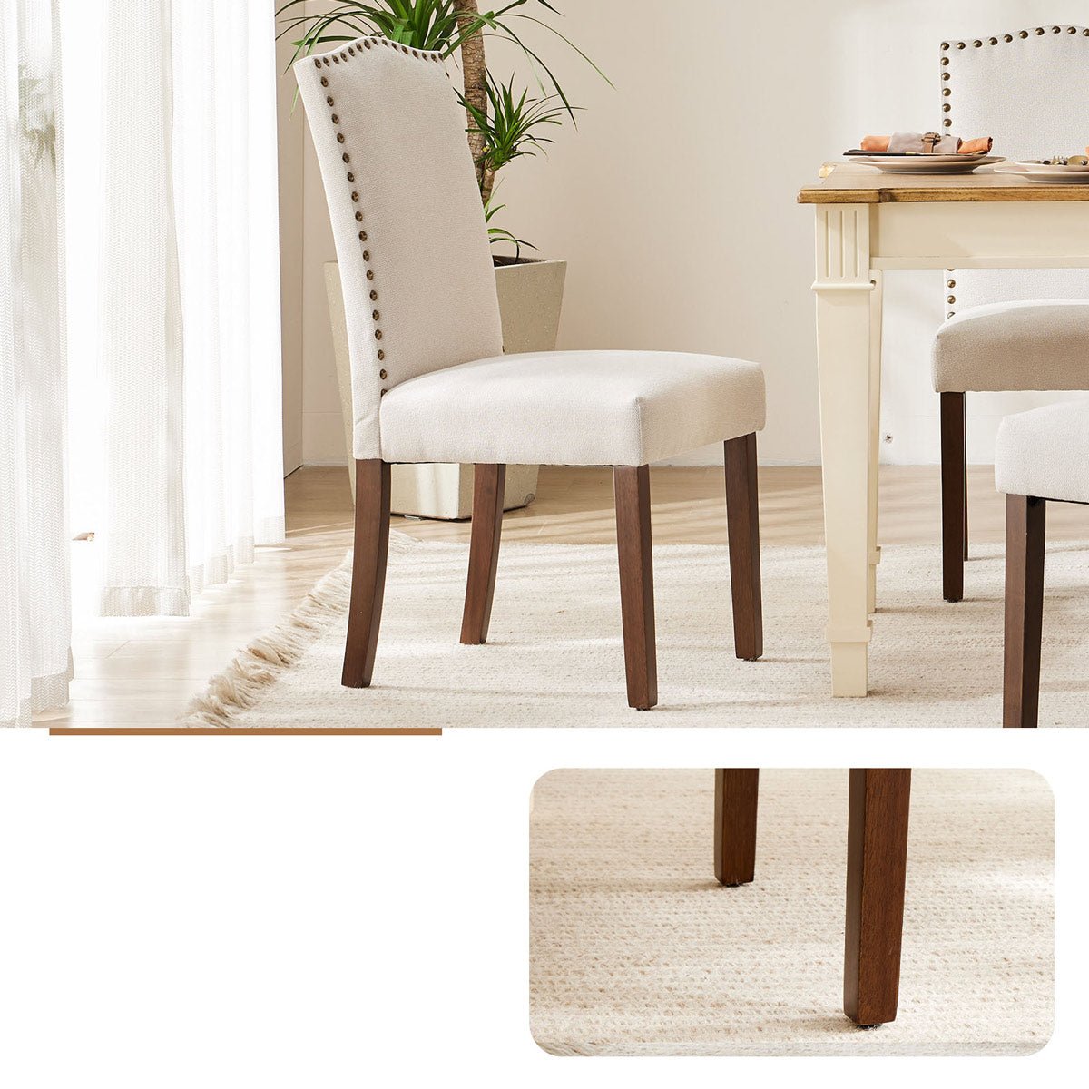 Modern Luxury Soft Fabric Rivet Armless Dining Chairs - Flyachilles