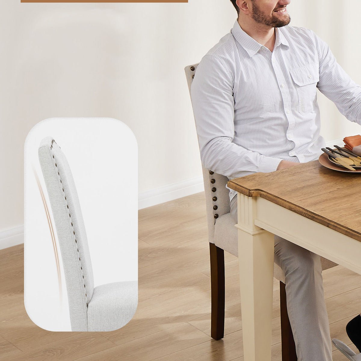 Modern Luxury Soft Fabric Rivet Armless Dining Chairs - Flyachilles