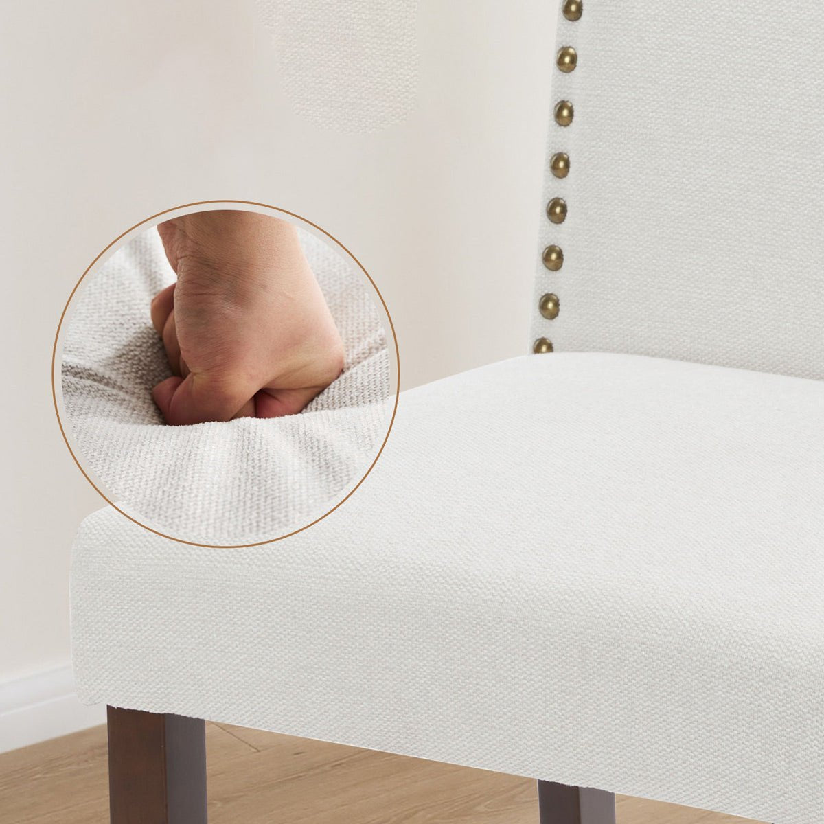 Modern Luxury Soft Fabric Rivet Armless Dining Chairs - Flyachilles