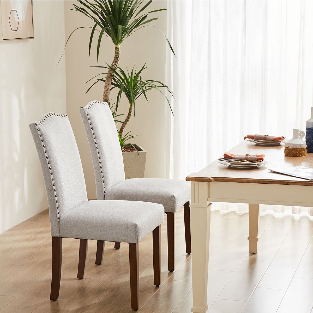 Modern Luxury Soft Fabric Rivet Armless Dining Chairs - Flyachilles