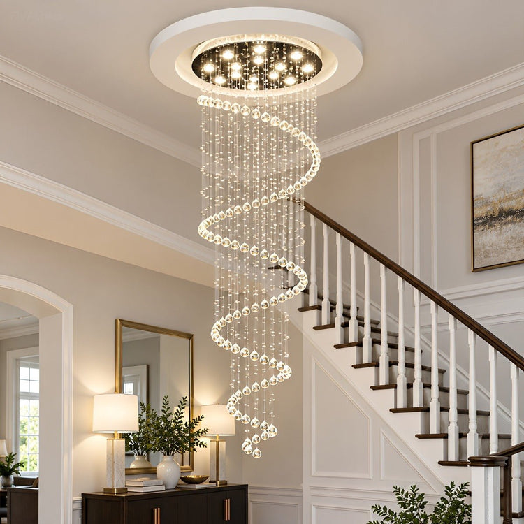 Modern Luxury Spiral Crystal LED Staircase Chandelier - Flyachilles