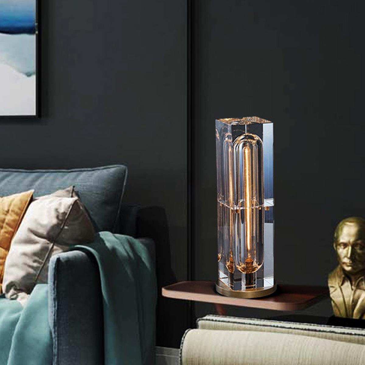 Modern Luxury Square Crystal LED Indoor Desk Lamp - Flyachilles