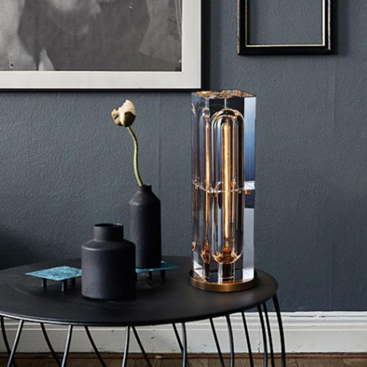 Modern Luxury Square Crystal LED Indoor Desk Lamp - Flyachilles