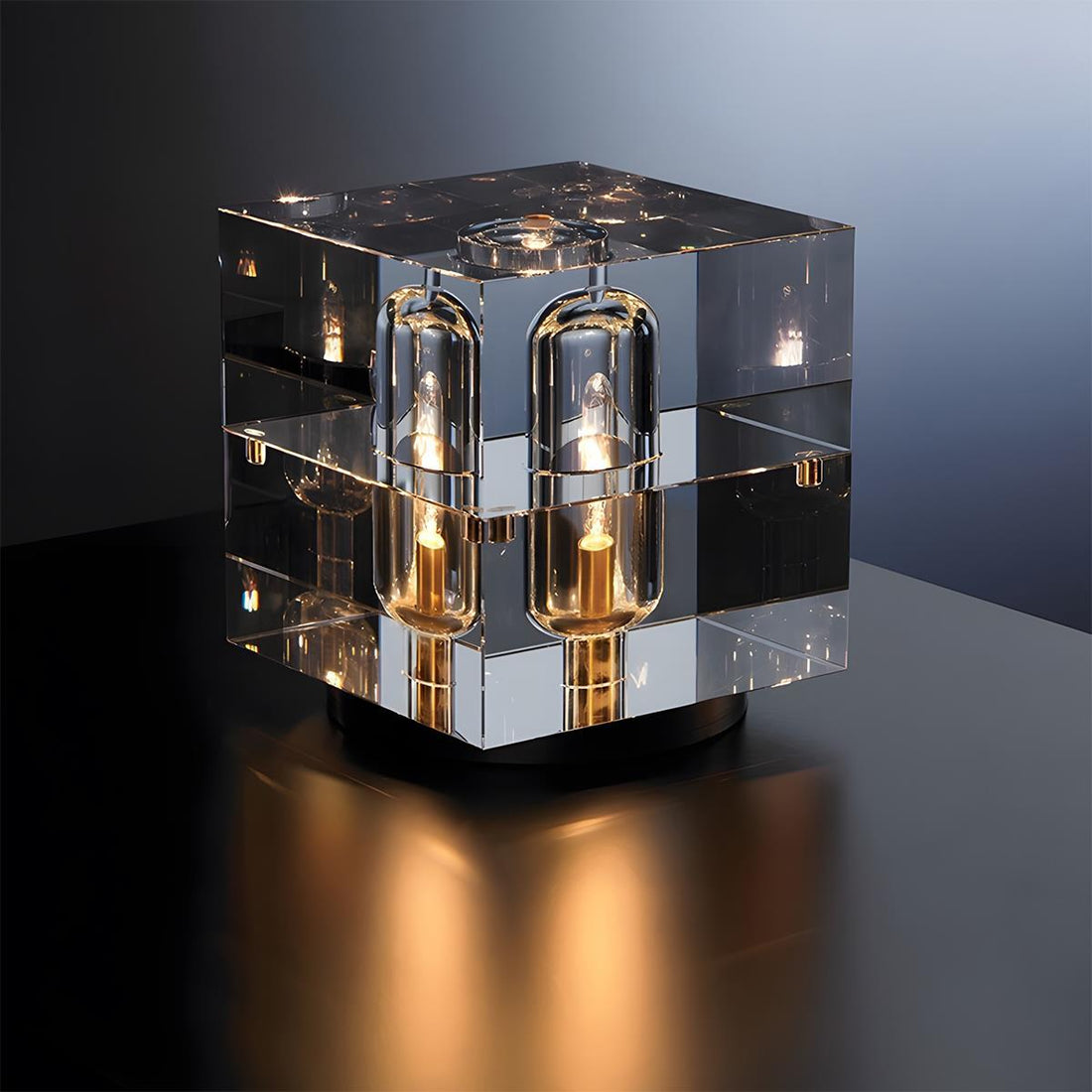Modern Luxury Square Crystal LED Indoor Desk Lamp - Flyachilles