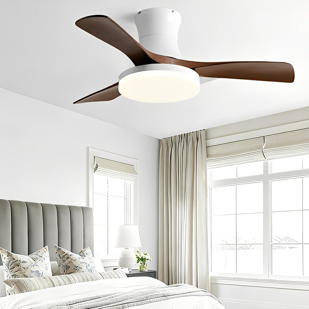 Modern Minimalist 3 - Blades DC Motor Reverse Full - Spectrum LED Ceiling Fan Light - Flyachilles