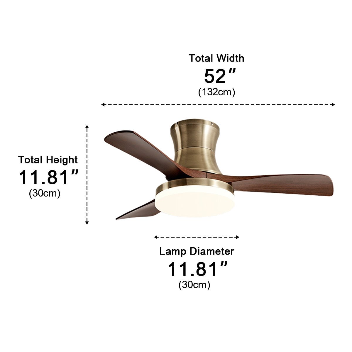 Modern Minimalist 3 - Blades DC Motor Reverse Full - Spectrum LED Ceiling Fan Light - Flyachilles