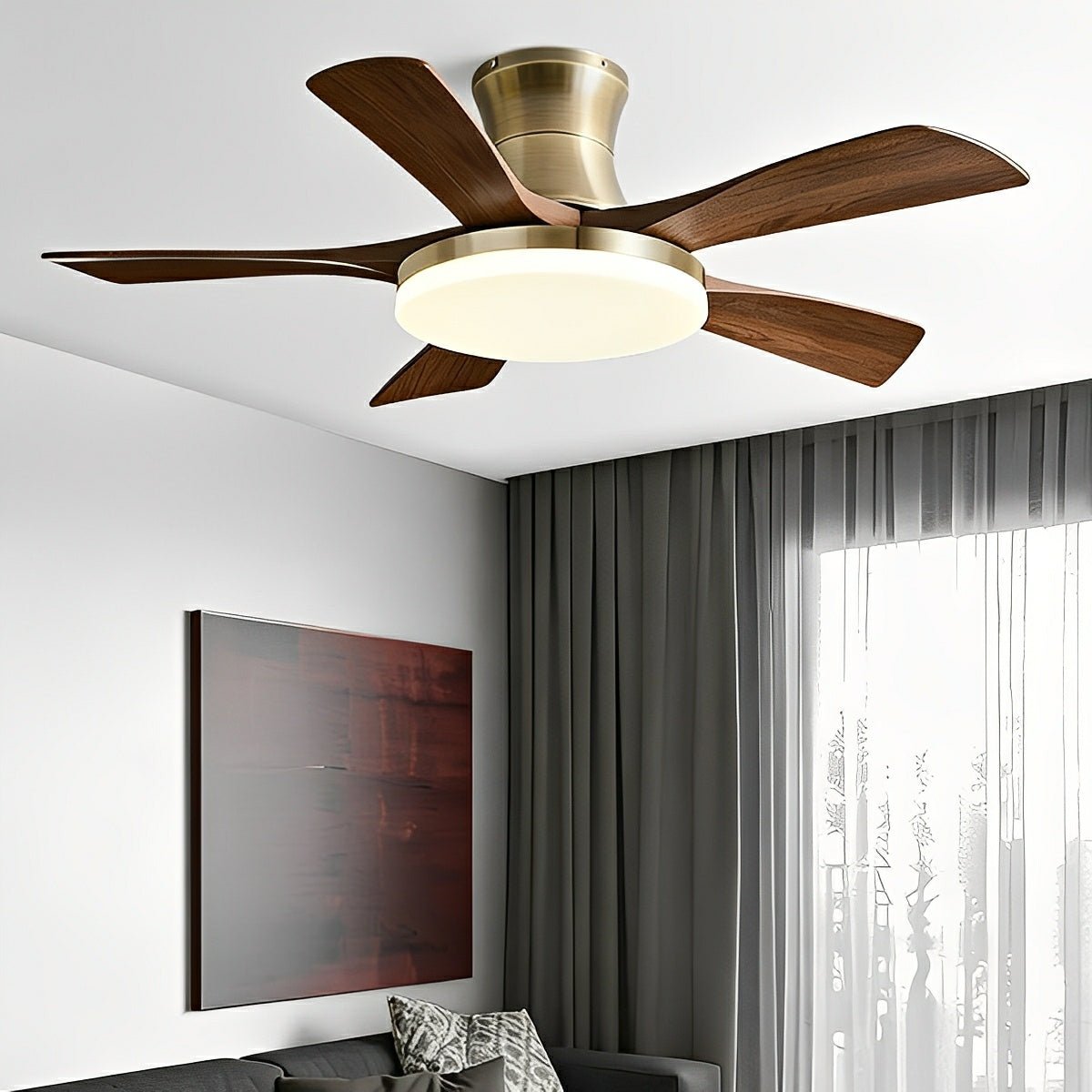 Modern Minimalist 5 - Blades DC Motor Reverse Full - Spectrum LED Ceiling Fan Light - Flyachilles