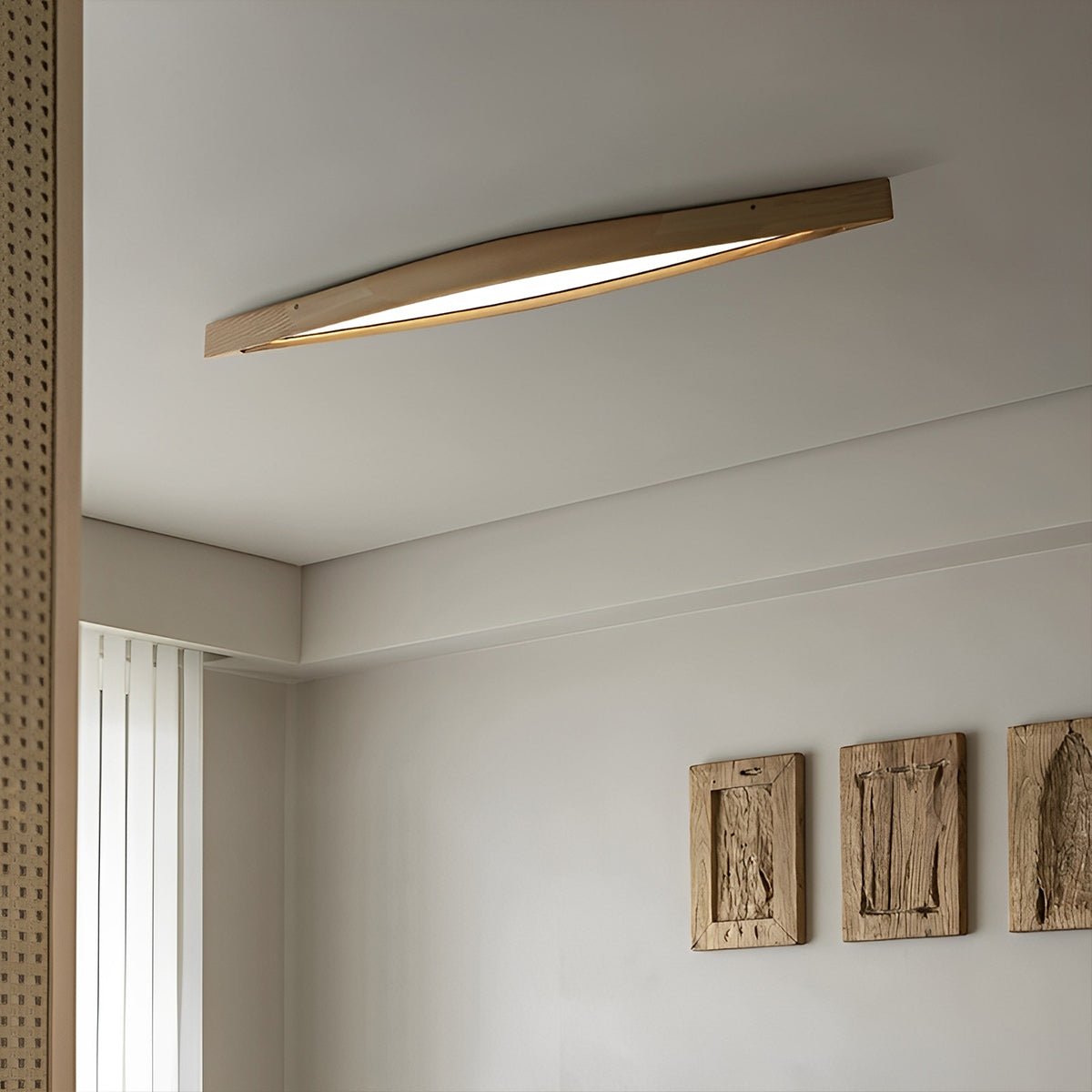 Modern Minimalist Diamond - Shaped Wood LED Long Strip Ceiling Light - Flyachilles
