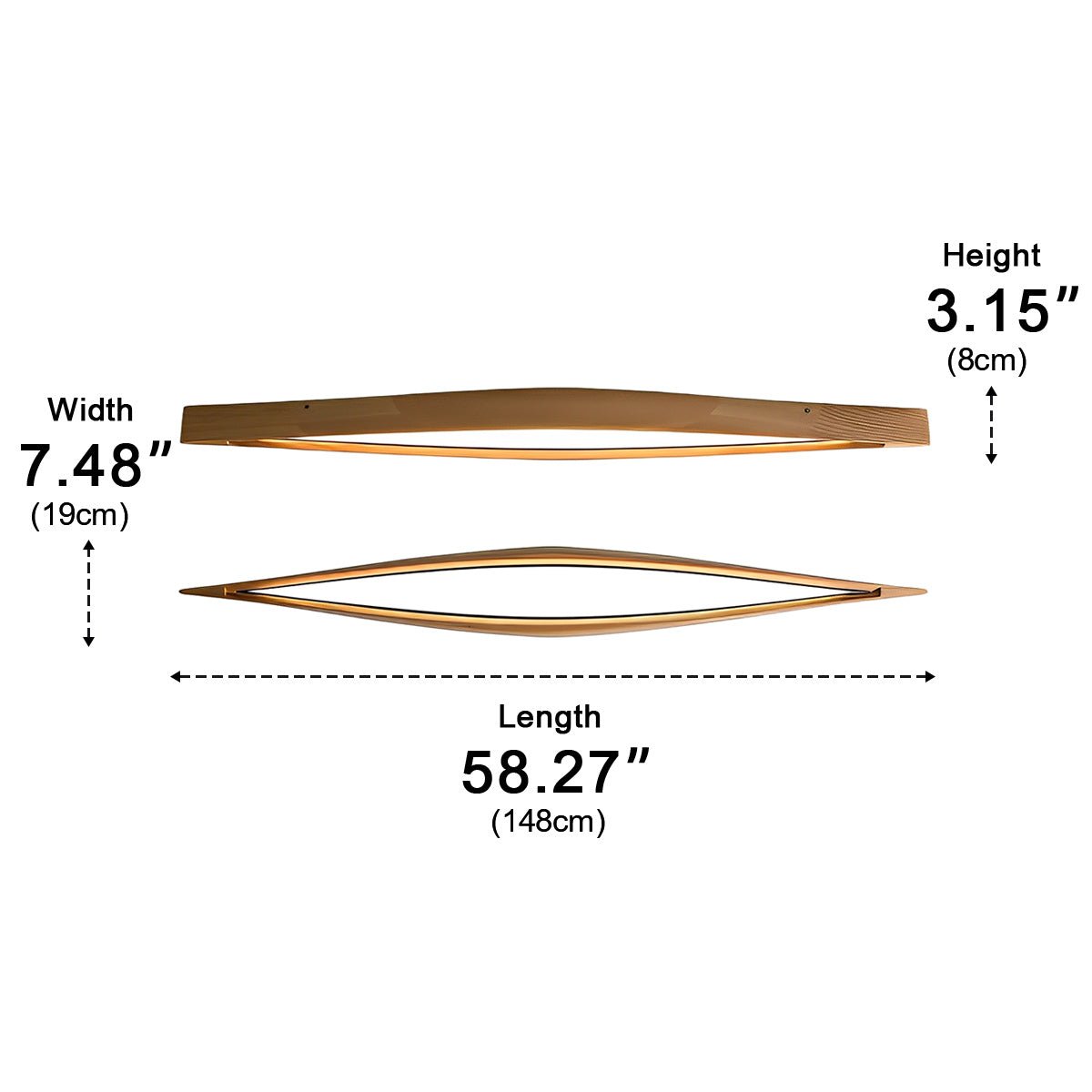 Modern Minimalist Diamond - Shaped Wood LED Long Strip Ceiling Light - Flyachilles