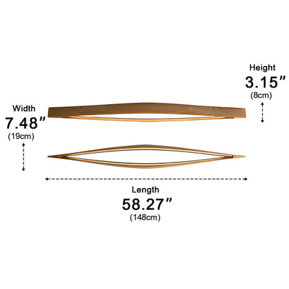 Modern Minimalist Diamond - Shaped Wood LED Long Strip Ceiling Light - Flyachilles