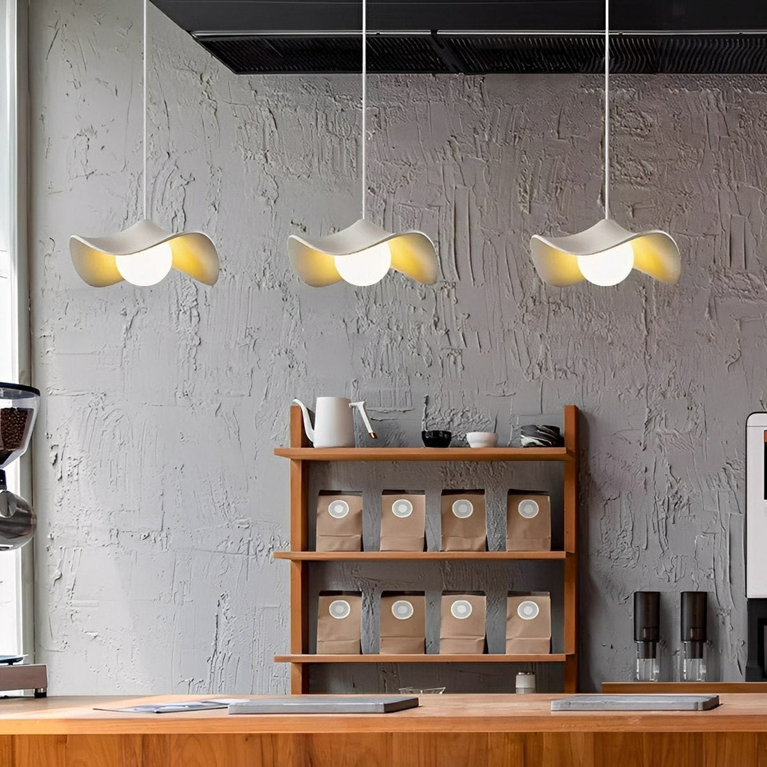 Modern Minimalist Lotus Leaf Cement LED Pendant Lights - Flyachilles