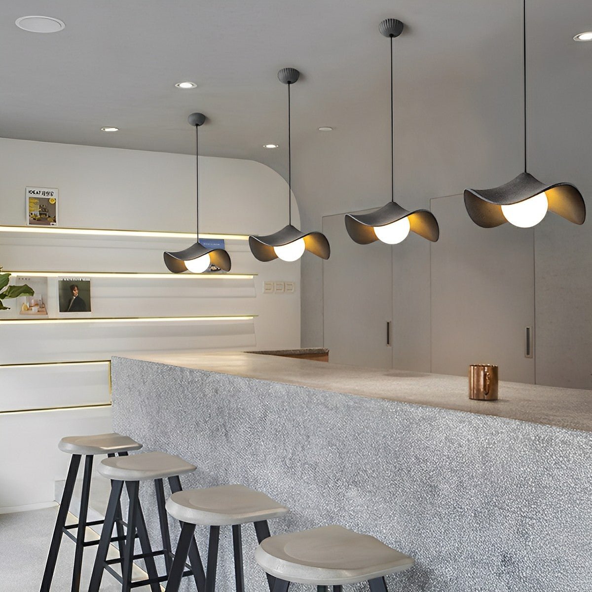Modern Minimalist Lotus Leaf Cement LED Pendant Lights - Flyachilles