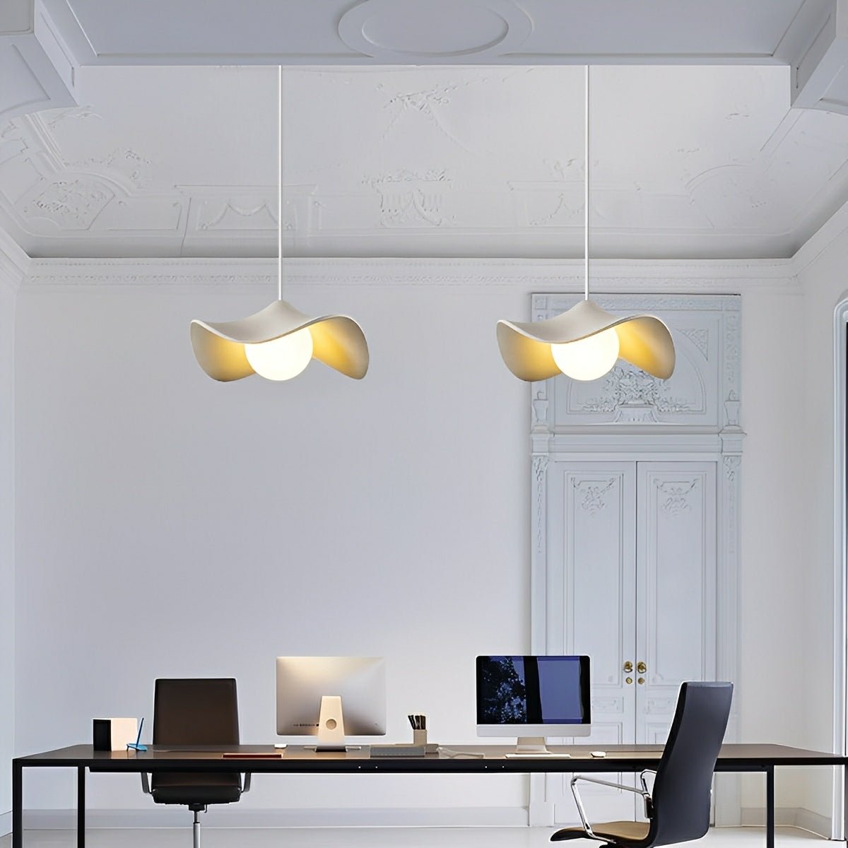 Modern Minimalist Lotus Leaf Cement LED Pendant Lights - Flyachilles
