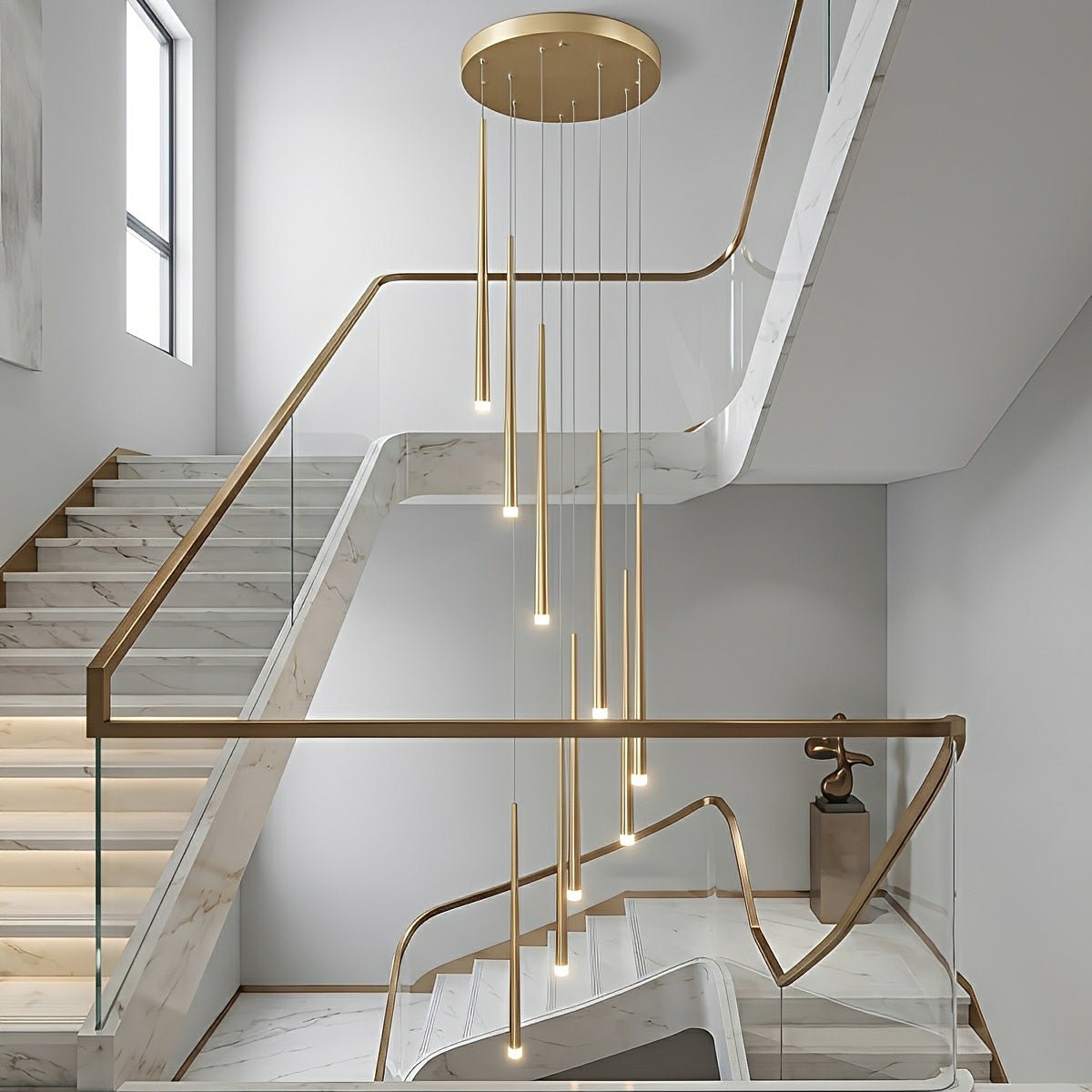 Modern Minimalist Multi - Drop Linear LED Stairs Pendant Lights - Flyachilles