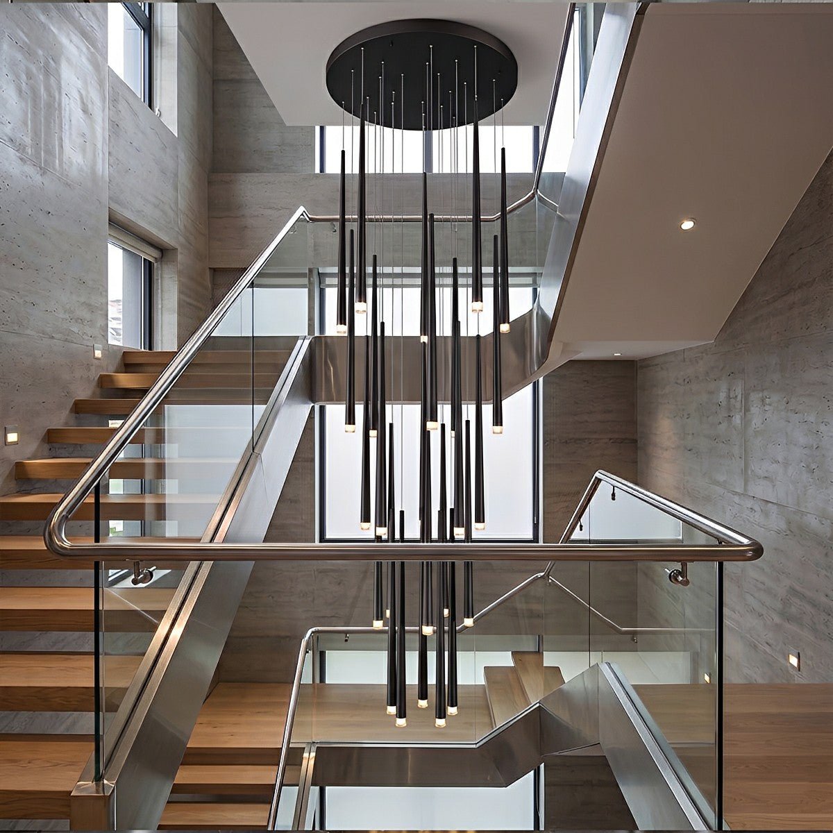 Modern Minimalist Multi - Drop Linear LED Stairs Pendant Lights - Flyachilles
