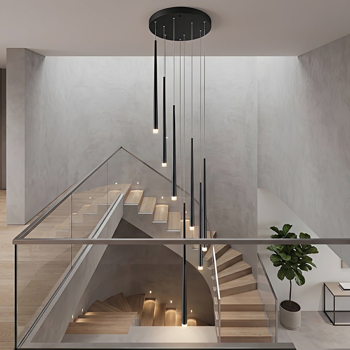 Modern Minimalist Multi - Drop Linear LED Stairs Pendant Lights - Flyachilles