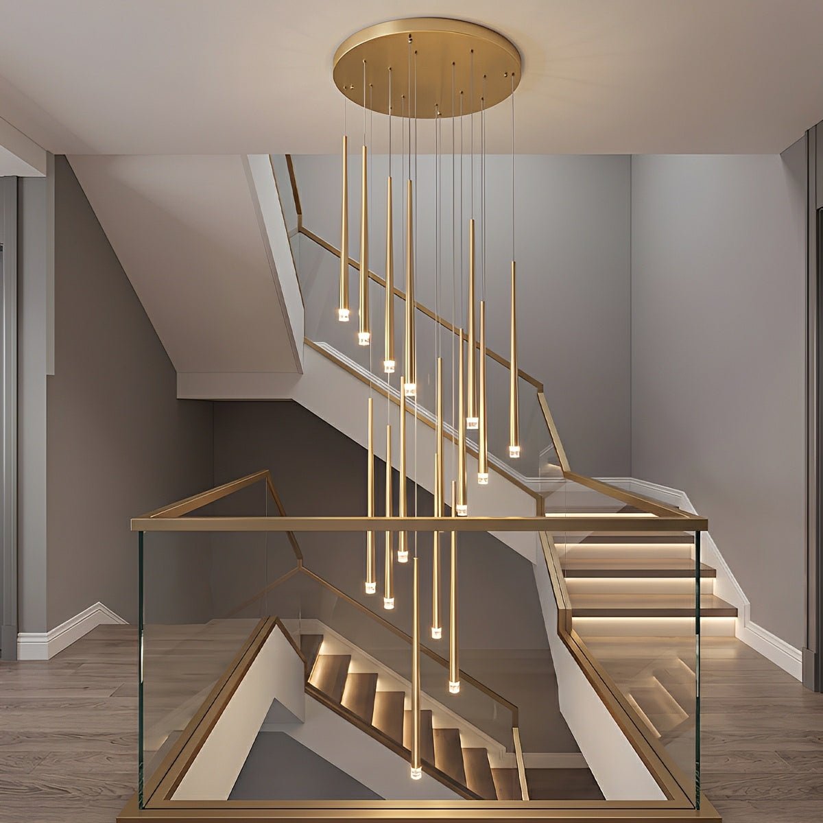 Modern Minimalist Multi - Drop Linear LED Stairs Pendant Lights - Flyachilles