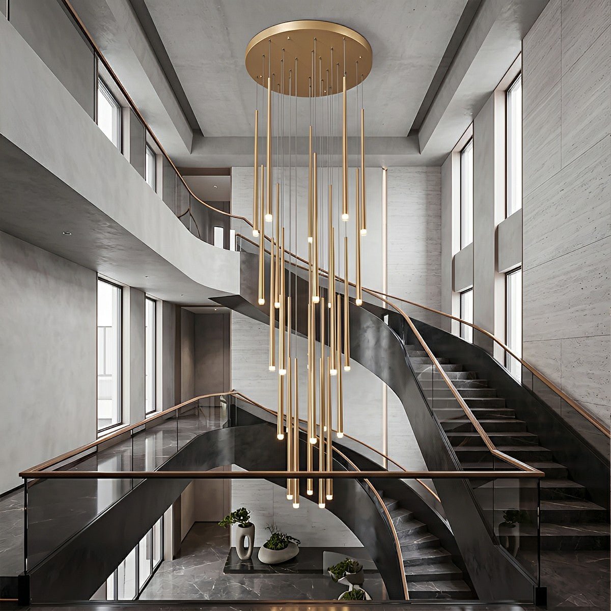 Modern Minimalist Multi - Drop Linear LED Stairs Pendant Lights - Flyachilles