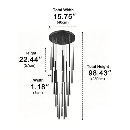Modern Minimalist Multi - Drop Linear LED Stairs Pendant Lights - Flyachilles
