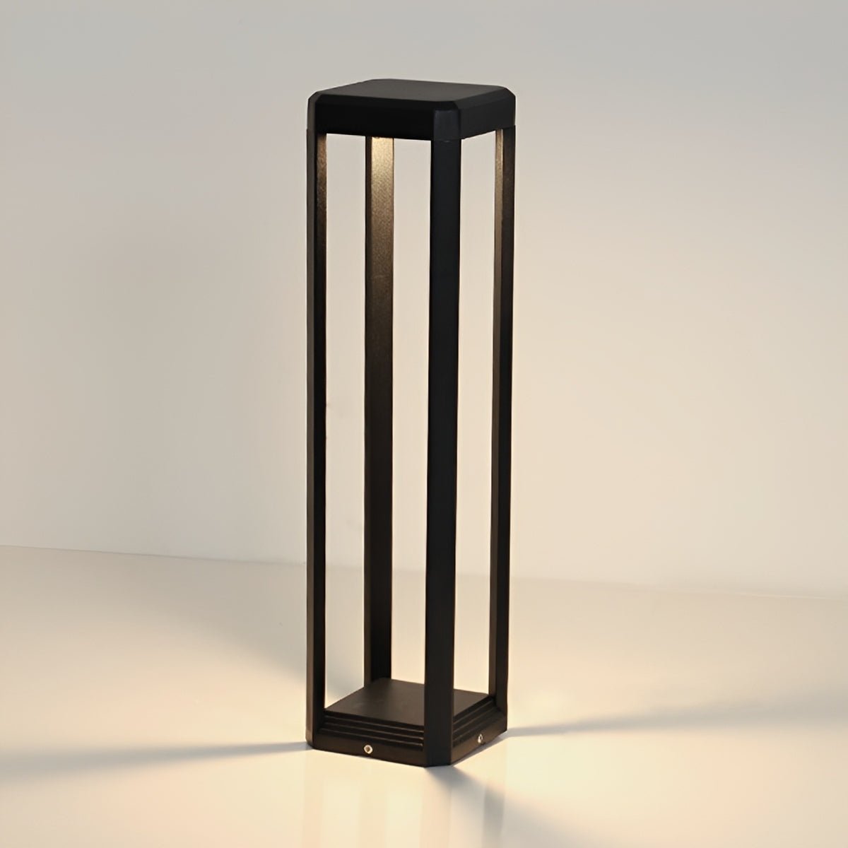 Modern Minimalist Rectangle Hollow Waterproof Black Pathway Post Light - Flyachilles
