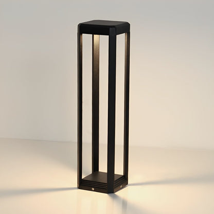 Modern Minimalist Rectangle Hollow Waterproof Black Pathway Post Light - Flyachilles