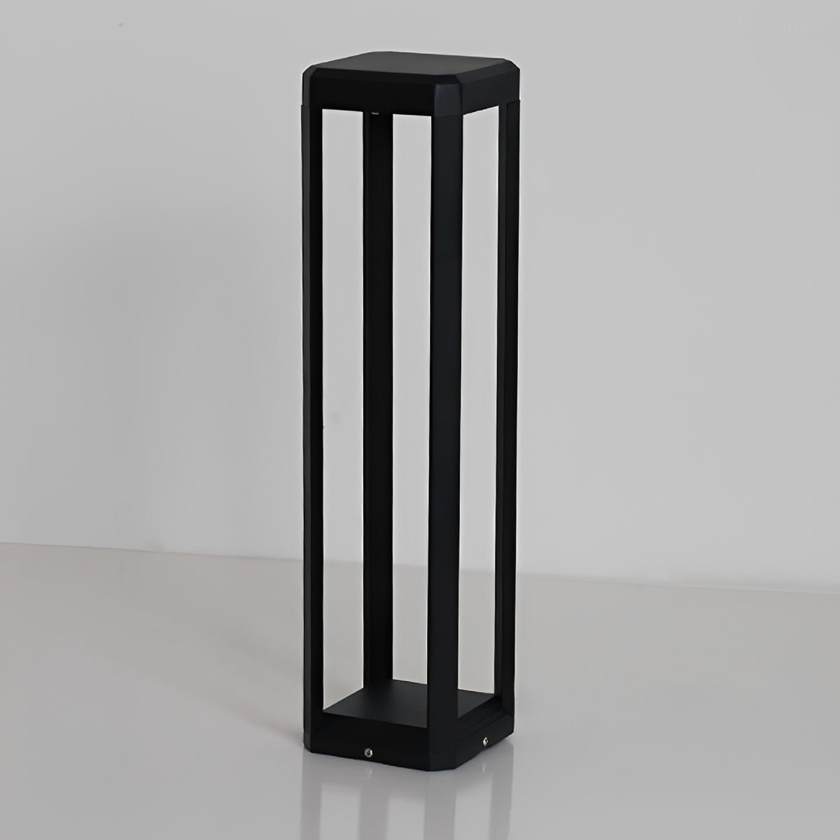 Modern Minimalist Rectangle Hollow Waterproof Black Pathway Post Light - Flyachilles