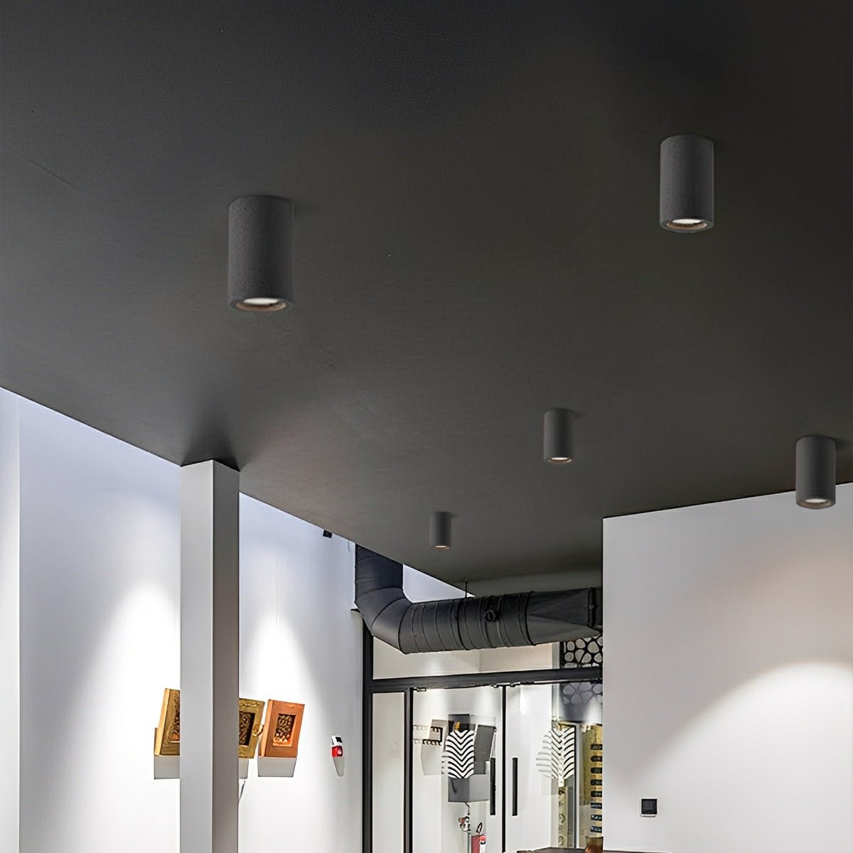 Modern Minimalist Round Cement LED Ceiling Lights Mainless Lighting - Flyachilles