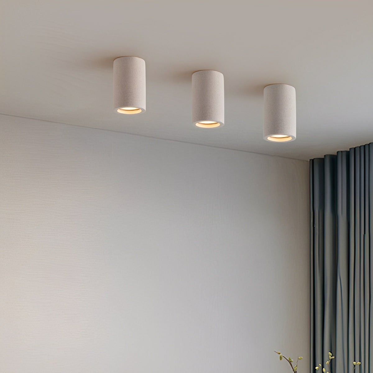 Modern Minimalist Round Cement LED Ceiling Lights Mainless Lighting - Flyachilles