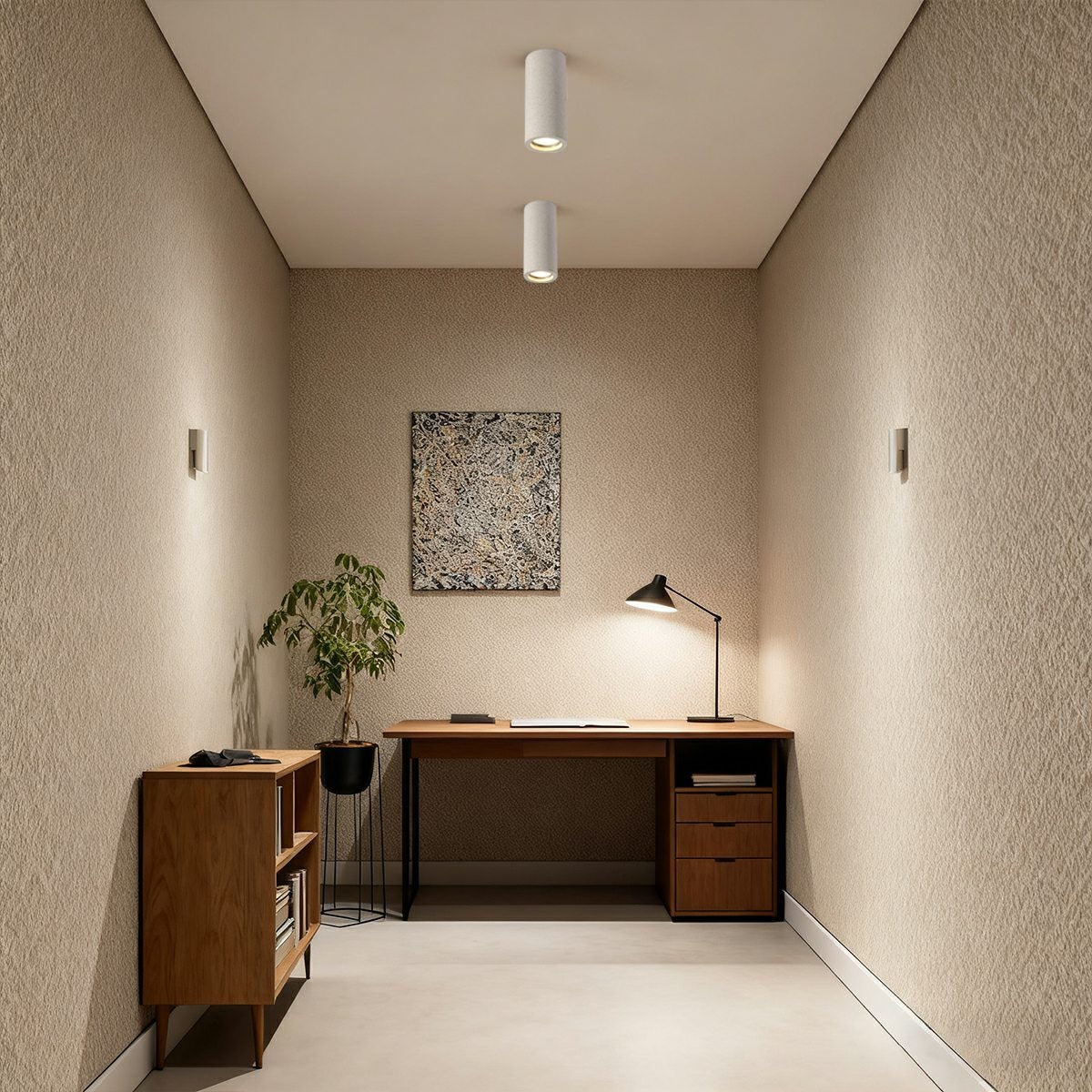 Modern Minimalist Round Concrete LED Ceiling Lights Mainless Lighting - Flyachilles