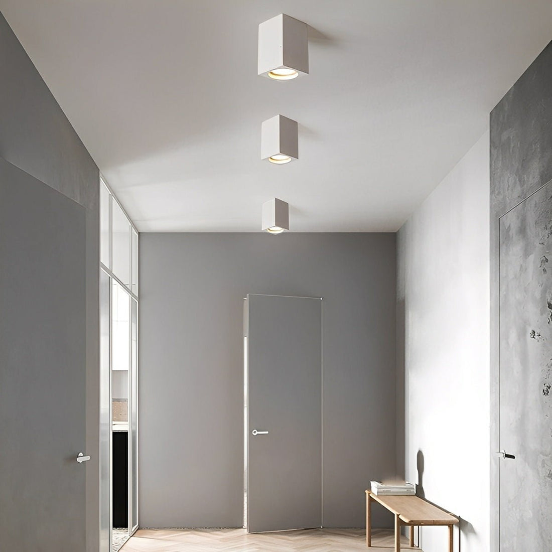 Modern Minimalist Square Cement LED Ceiling Lights Mainless Lighting - Flyachilles