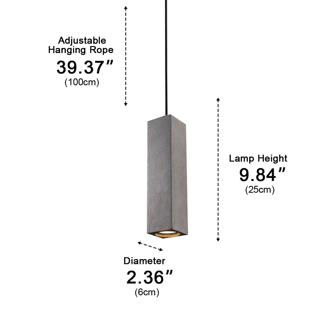 Modern Minimalist Square Cement LED Pendant Lights - Flyachilles