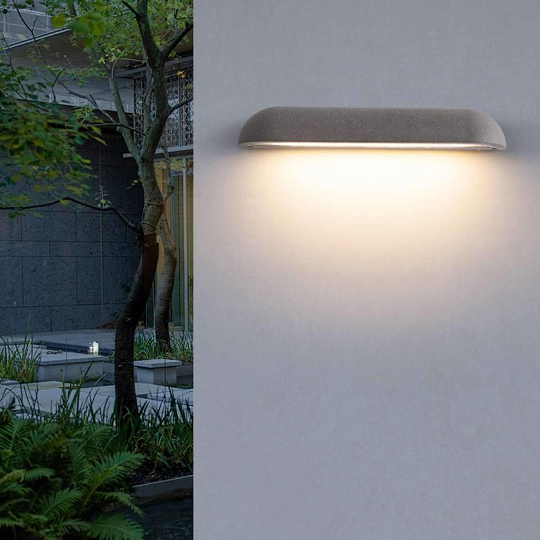 Modern Minimalist Waterproof Outdoor Cement Long Dome LED Porch Lights - Flyachilles