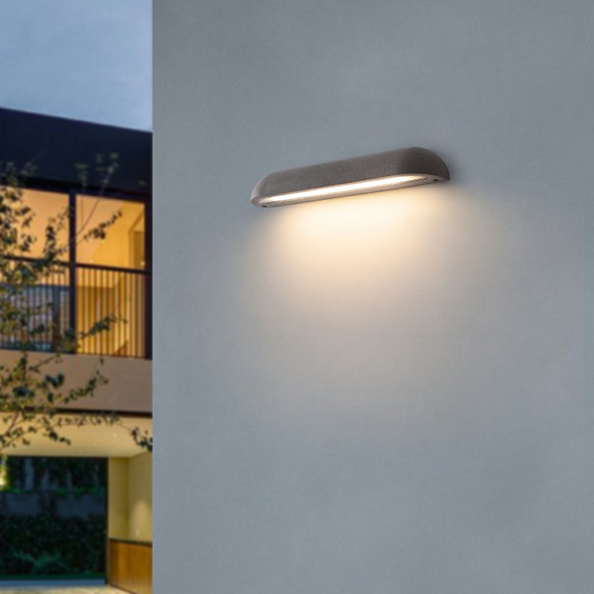 Modern Minimalist Waterproof Outdoor Cement Long Dome LED Porch Lights - Flyachilles