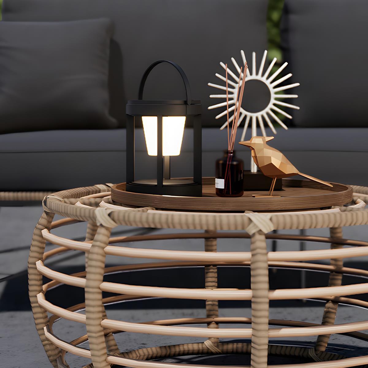 Modern Minimalist Waterproof Solar LED Outdoor Lantern Tabletop Lamp Rechargeable - Flyachilles