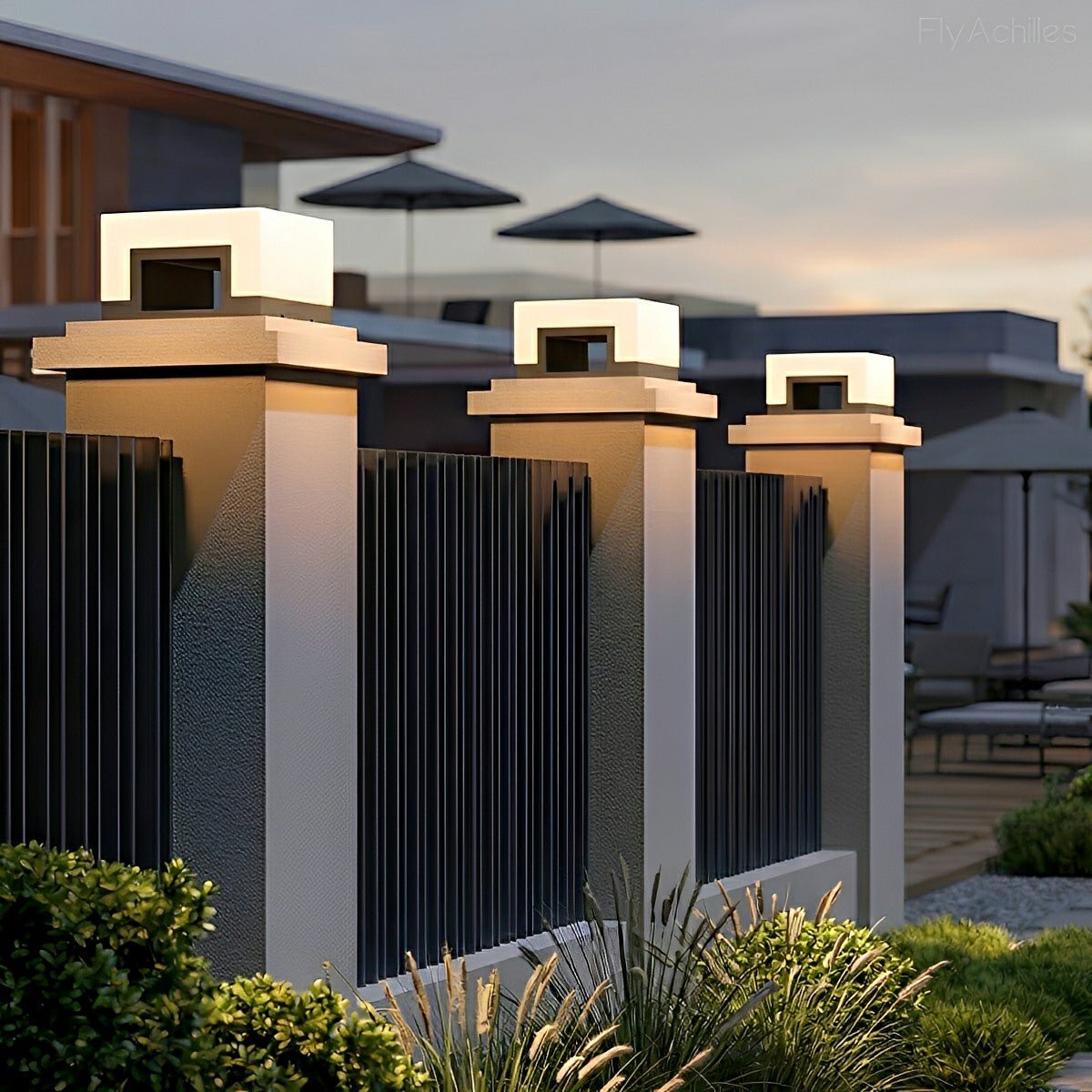 Modern Minimalist Waterproof White Square LED Fence Post Caps Lights - Flyachilles