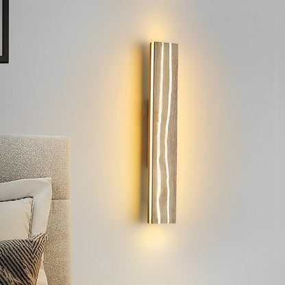 Modern Minimalist Wood Crazed Texture LED Long Strip Indoor Wall Sconce - Flyachilles