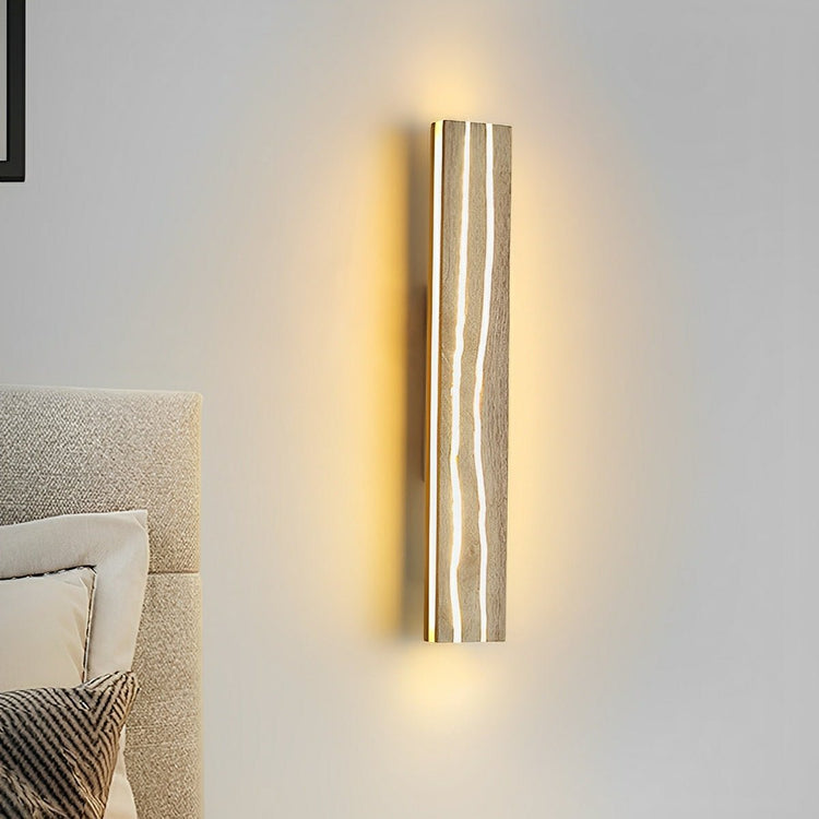 Modern Minimalist Wood Crazed Texture LED Long Strip Indoor Wall Sconce - Flyachilles