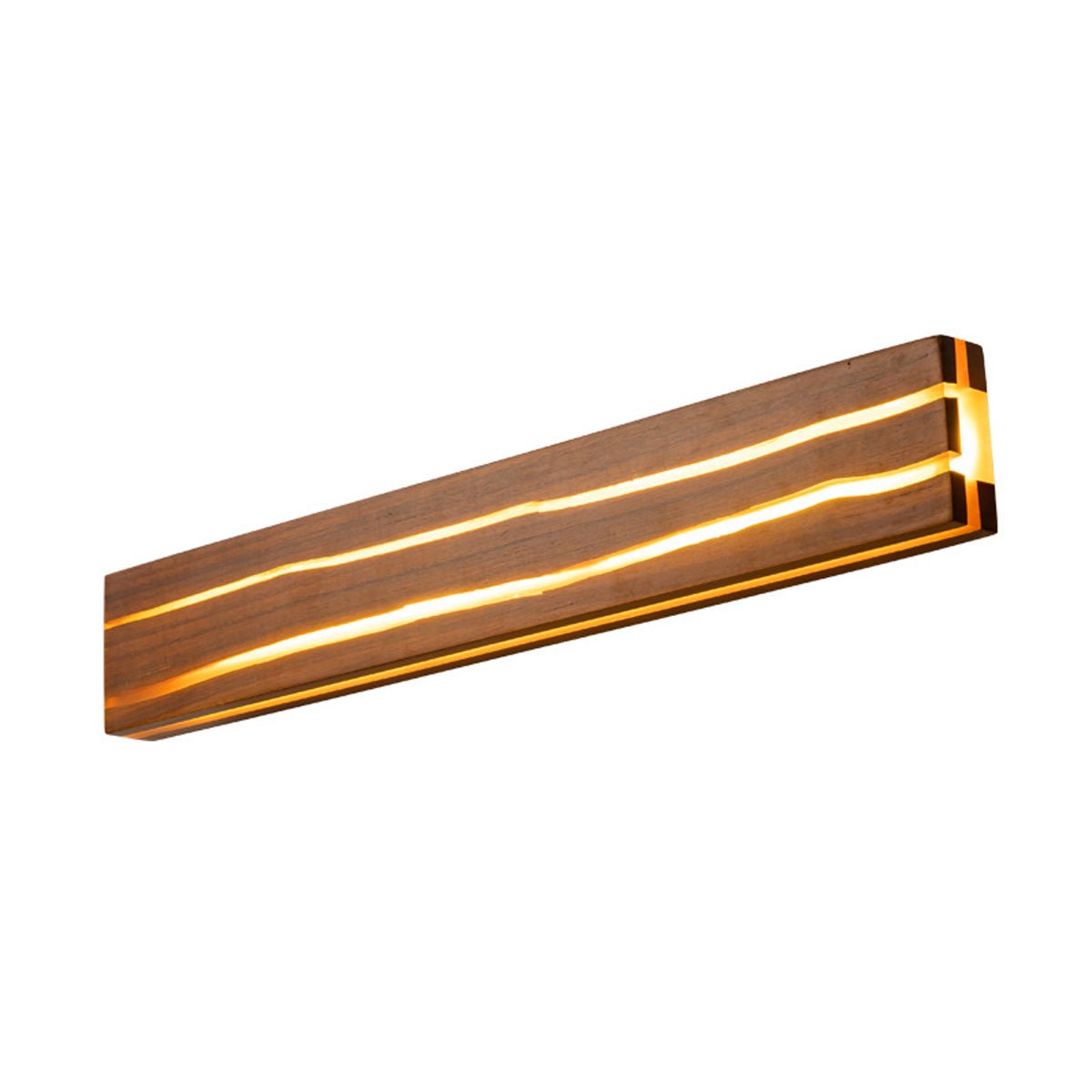 Modern Minimalist Wood Crazed Texture LED Long Strip Indoor Wall Sconce - Flyachilles