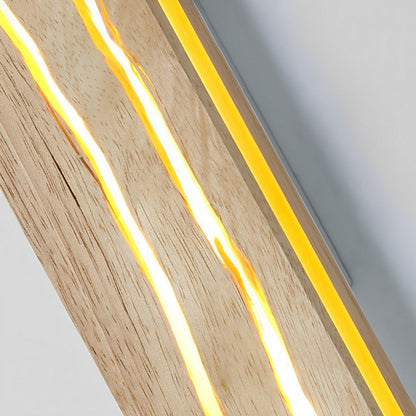 Modern Minimalist Wood Crazed Texture LED Long Strip Indoor Wall Sconce - Flyachilles
