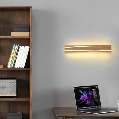 Modern Minimalist Wood Crazed Texture LED Long Strip Indoor Wall Sconce - Flyachilles