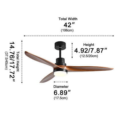 Modern Minimalist Wood DC Motor Reversible Ceiling Fan with Light - Flyachilles