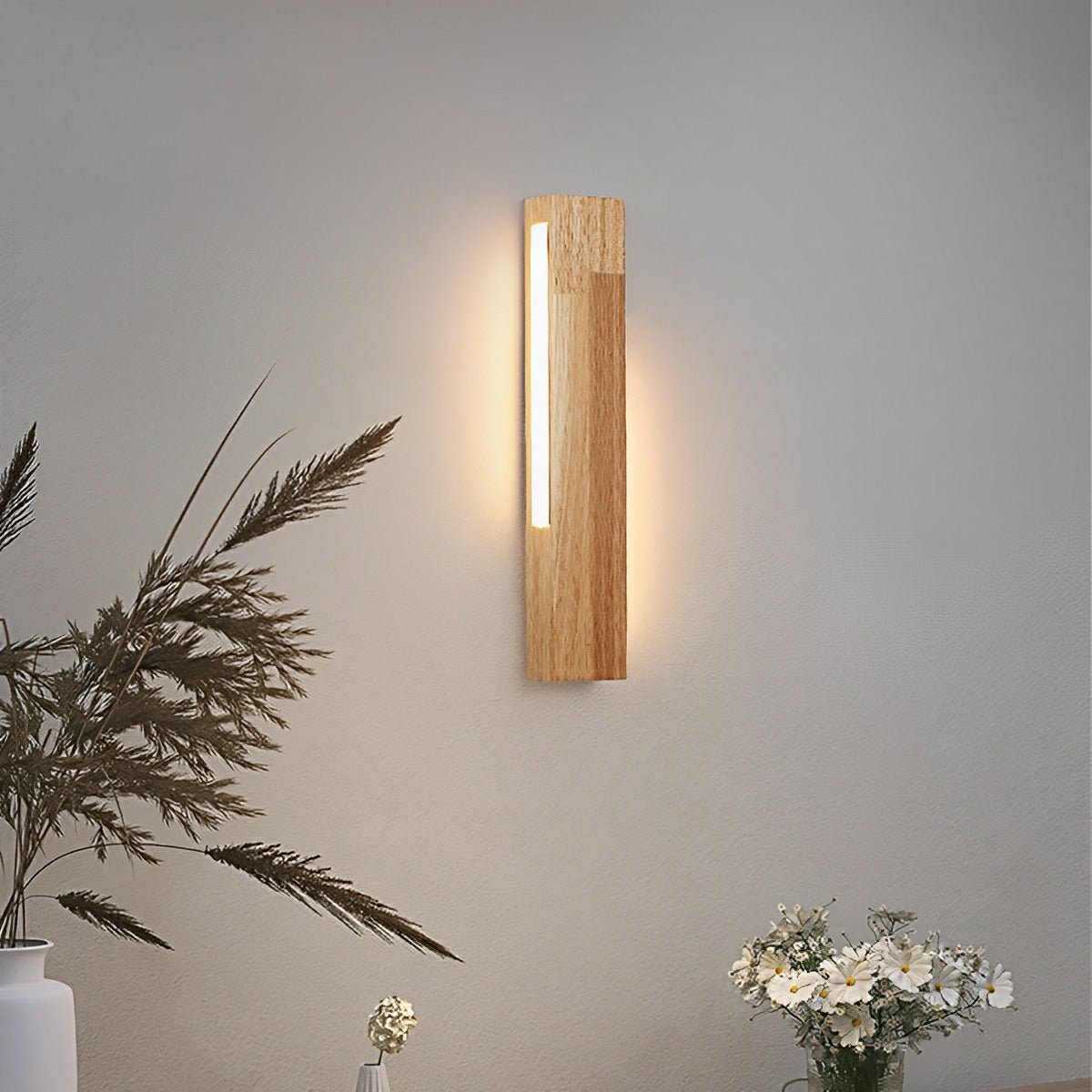 Modern Minimalist Wood Double - Sided Lighting LED Long Strip Indoor Wall Sconce - Flyachilles