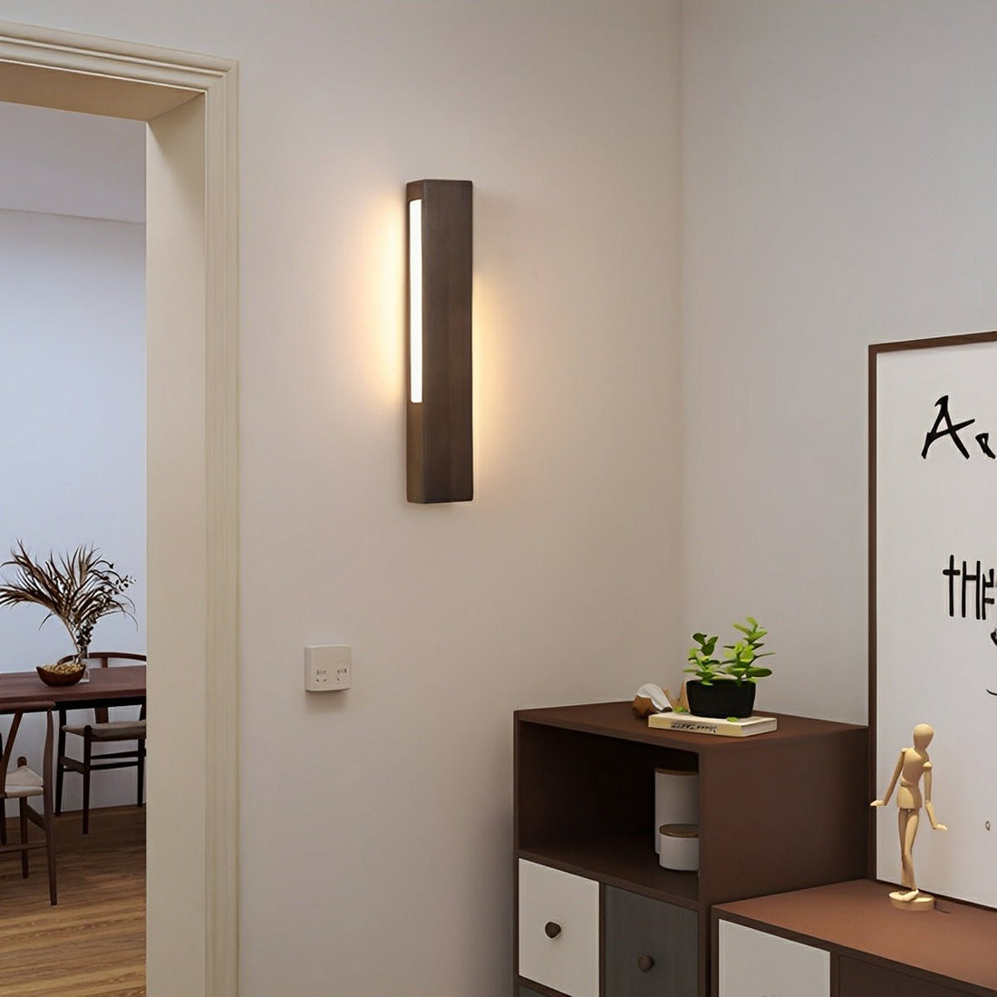 Modern Minimalist Wood Double - Sided Lighting LED Long Strip Indoor Wall Sconce - Flyachilles