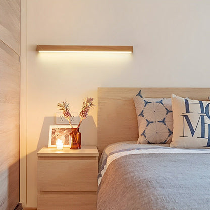 Modern Minimalist Wood Down LED Long Strip Indoor Wall Sconce - Flyachilles